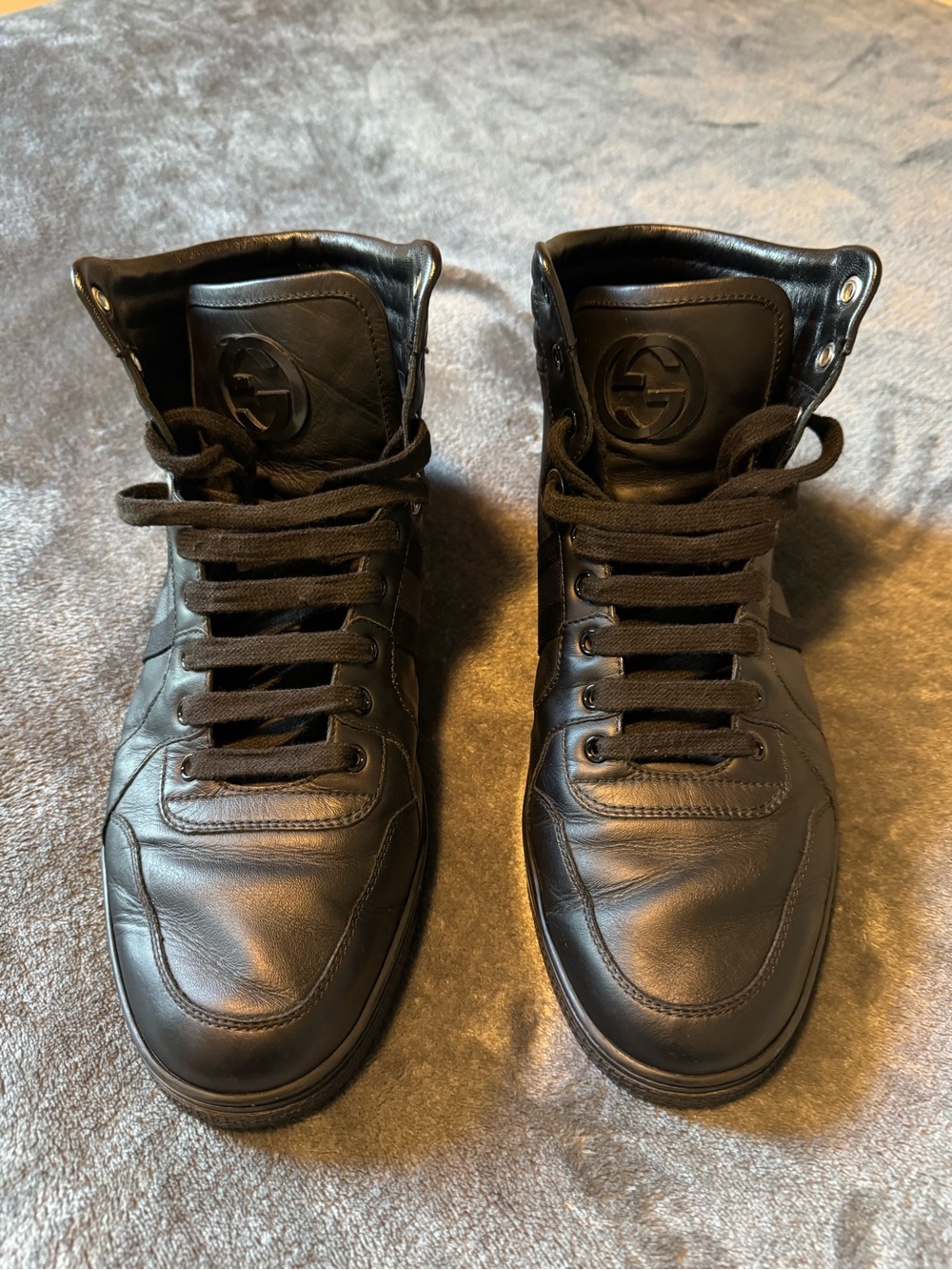 Gucci Black High-Top Leather Sneakers